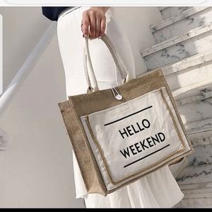 New!! Must have. Boho burlap market tote.